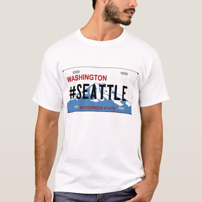 Camiseta Tshirt da matrícula de Washington Seattle (Frente)