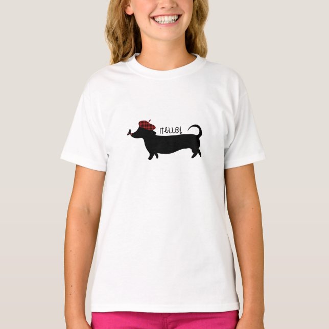 Camiseta Tshirt da menina do cão de salsicha (Frente)