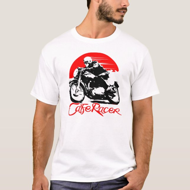 Camiseta Tshirt da motocicleta do piloto do café (Frente)