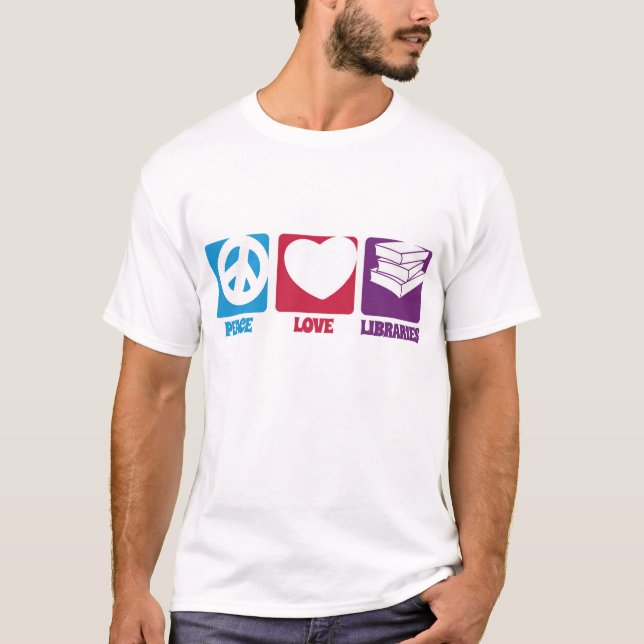 Camiseta Tshirt das bibliotecas do amor da paz (Frente)