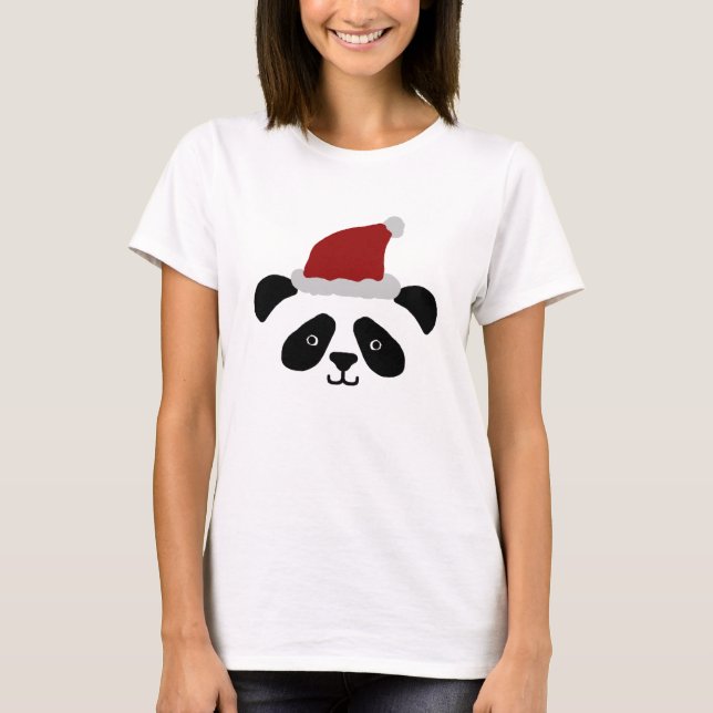 Camiseta Tshirt das senhoras da panda do papai noel (Frente)