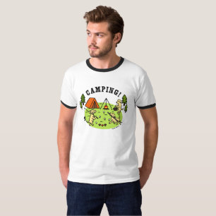 Camiseta Tshirt de acampamento amarelo de Labradors