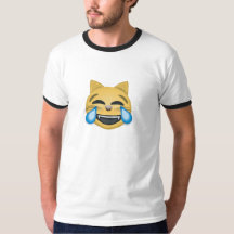 TShirt de grito de riso de Emoji do duro do gato