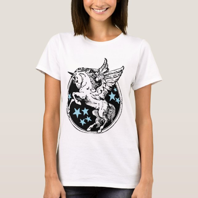 Camiseta Tshirt de Pegasus do unicórnio do vôo (Frente)