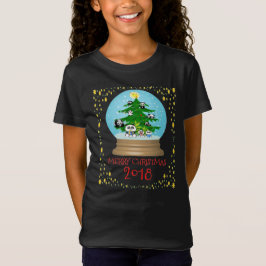 Camiseta Tshirt de Snowglobe da árvore de Natal da panda