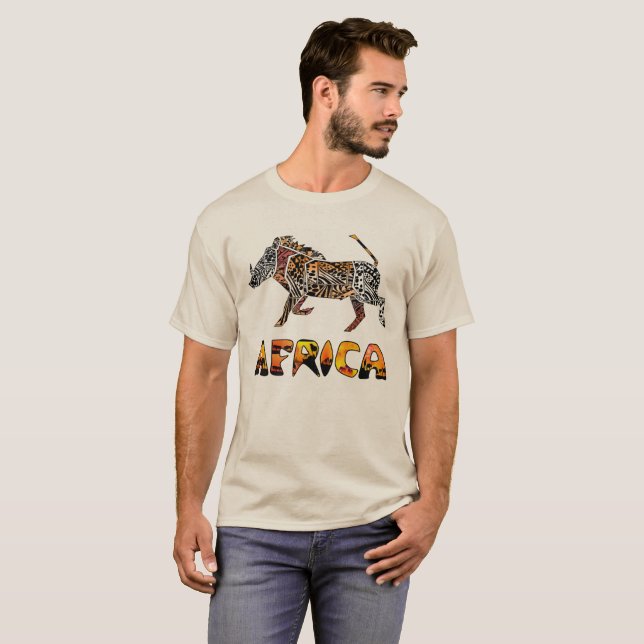 Camiseta Tshirt de Warthog do africano do safari (Frente Completa)
