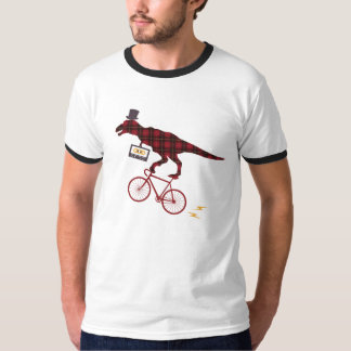 Camiseta Tshirt do ciclismo do dinossauro da xadrez da fita