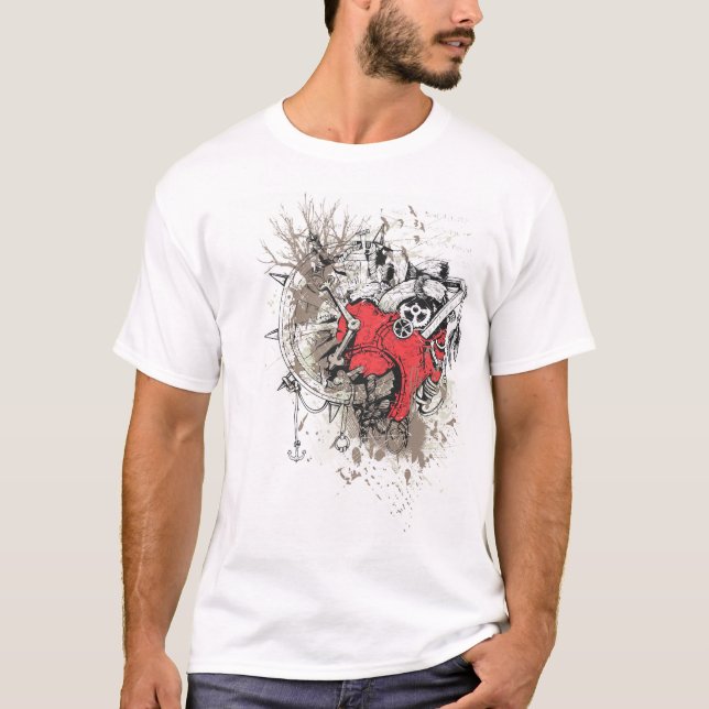 Camiseta tshirt do coração do steampunk (Frente)
