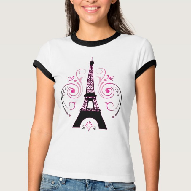 Camiseta Tshirt do design gráfico da torre Eiffel (Frente)