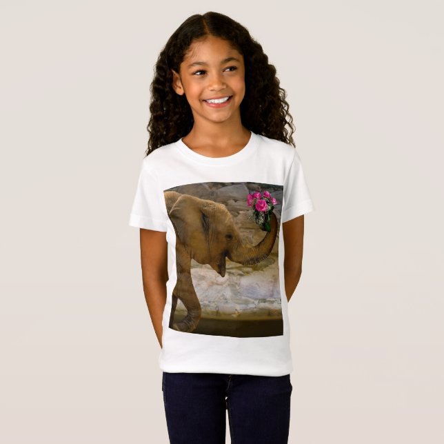 Camiseta Tshirt do elefante da selva da menina (Frente Completa)