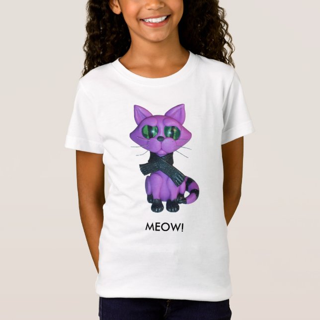 Camiseta Tshirt do gatinho das meninas (Frente)