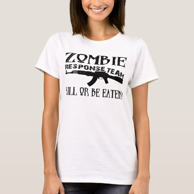 Camiseta Tshirt do geek da equipe da resposta do zombi (Frente)