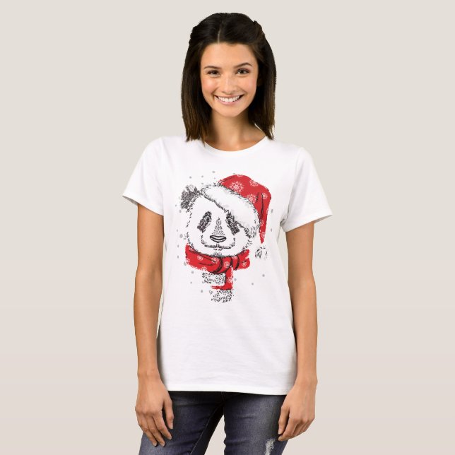 Camiseta Tshirt do Hoodie da camisola do Natal da panda (Frente Completa)
