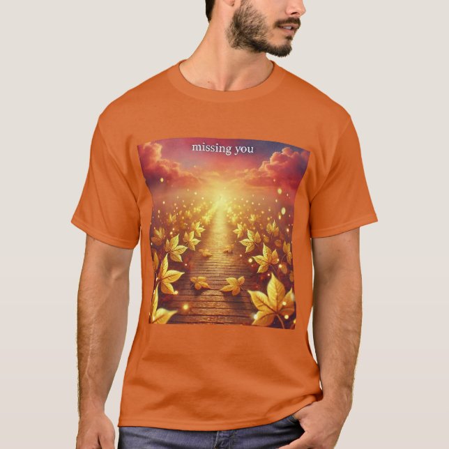 Camiseta Tshirt do Ouro Leaf Path Mens (Frente)