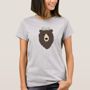 Camiseta Tshirt do urso com coroa da flor