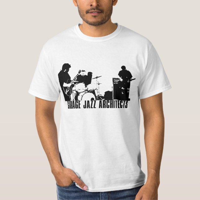 Camiseta Tshirt dos arquitetos do jazz da garagem (Frente)