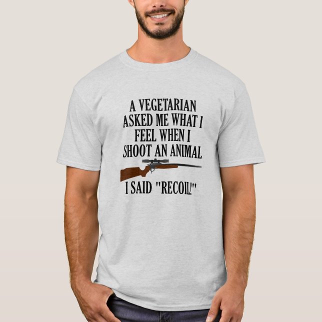 Camiseta Tshirt engraçado da caça do Recoil da sensação (Frente)