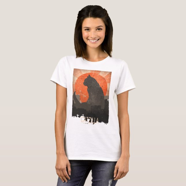 Camiseta Tshirt engraçado e Hoddie de Catzilla (Frente Completa)