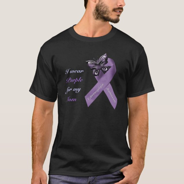 Camiseta Tshirt escuro da fibromialgia (Frente)
