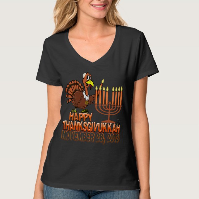 Camiseta Tshirt feliz de Thanksgivukkah - de Thankgiving (Frente)