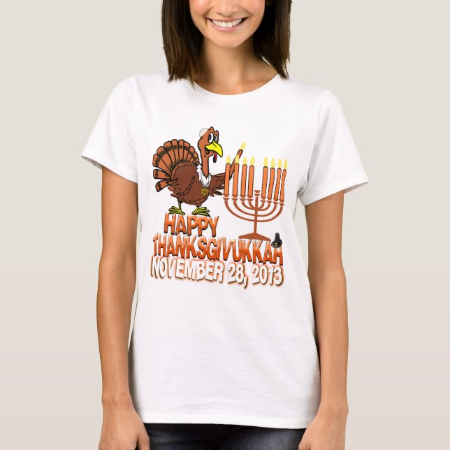 Camiseta Tshirt feliz de Thanksgivukkah - de Thankgiving (Frente)