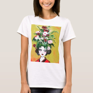 CAMISETA TSHIRT FLORAL DO BRANCO DA GUEIXA