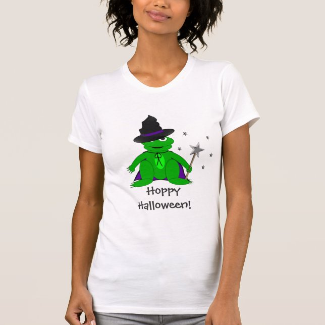 Camiseta Tshirt Hoppy do Dia das Bruxas do sapo mágico (Frente)