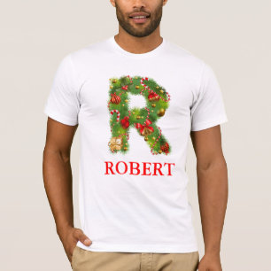 Camiseta tshirt inicial do monograma do Natal R
