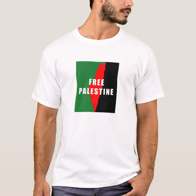 Camiseta TShirt livre dos homens do mapa de Palestina (Frente)