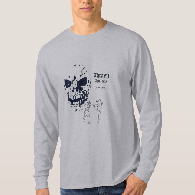 Camiseta Tshirt longo da Capa do pontapé da morte (Frente)