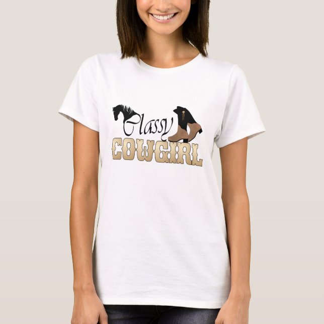 Camiseta Tshirt ocidental da vaqueira elegante (Frente)