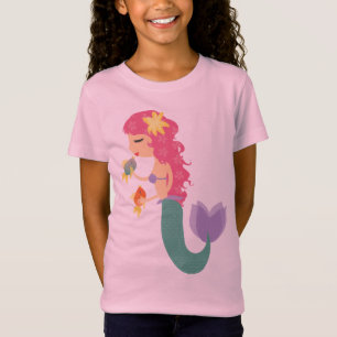 Camiseta Tshirt pequeno da menina da sereia
