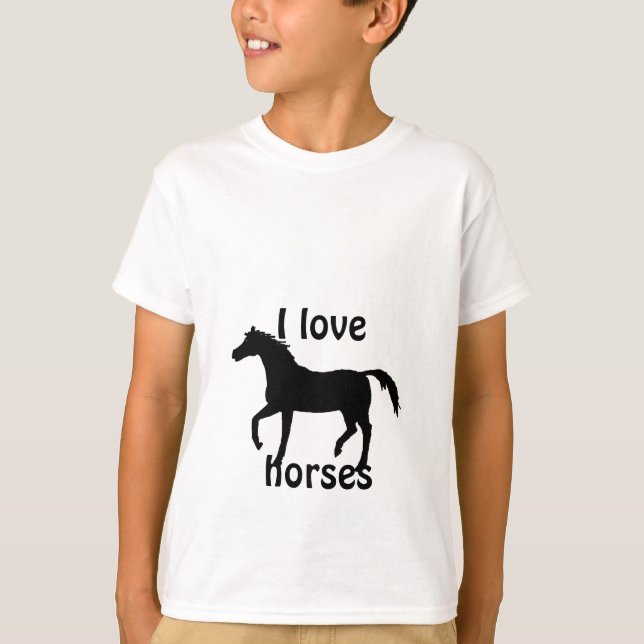 Camiseta Tshirt preto dos childs do cavalo (Frente)