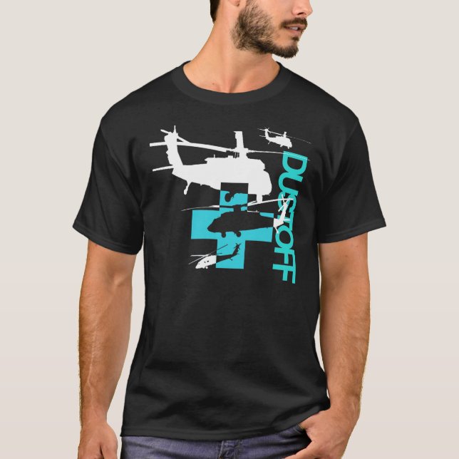 Camiseta TShirt preto e azul de Dustoff (Frente)
