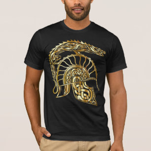 Camiseta tshirt romano do ouro do capacete do centurion do