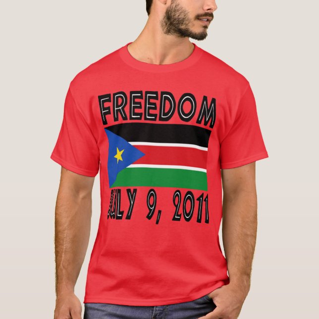 Camiseta Tshirt sul da bandeira da liberdade de Sudão (Frente)