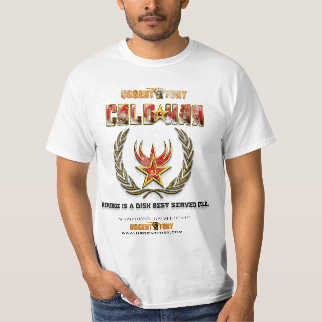 Camiseta TShirt urgente do valor da guerra fria da fúria (Frente)