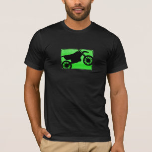 Camiseta TShirt verde da silhueta da bicicleta da sujeira
