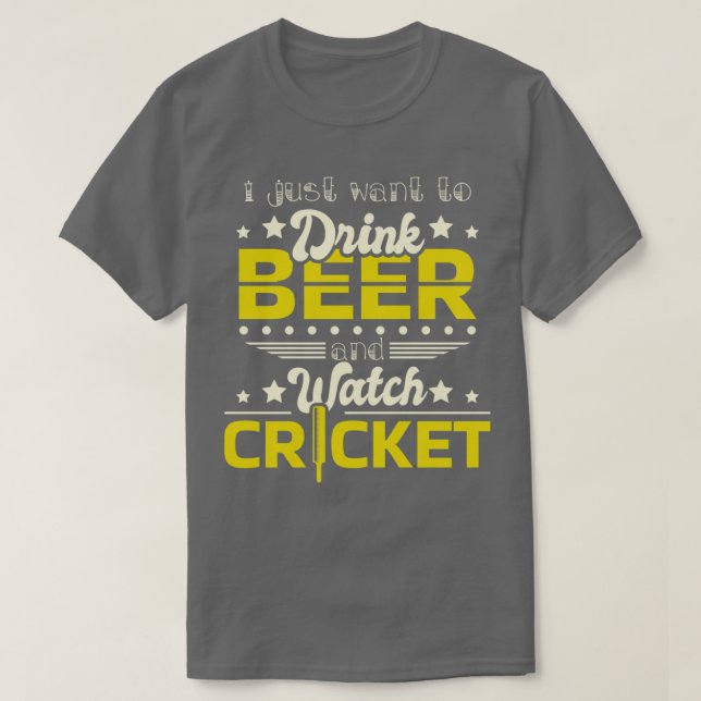 Camiseta TSirt Clássico de Críquete e Cerveja Essencial (Frente do Design)