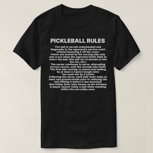 Camiseta TSirt Clássico de Regras de Pickleball (Frente do Design)