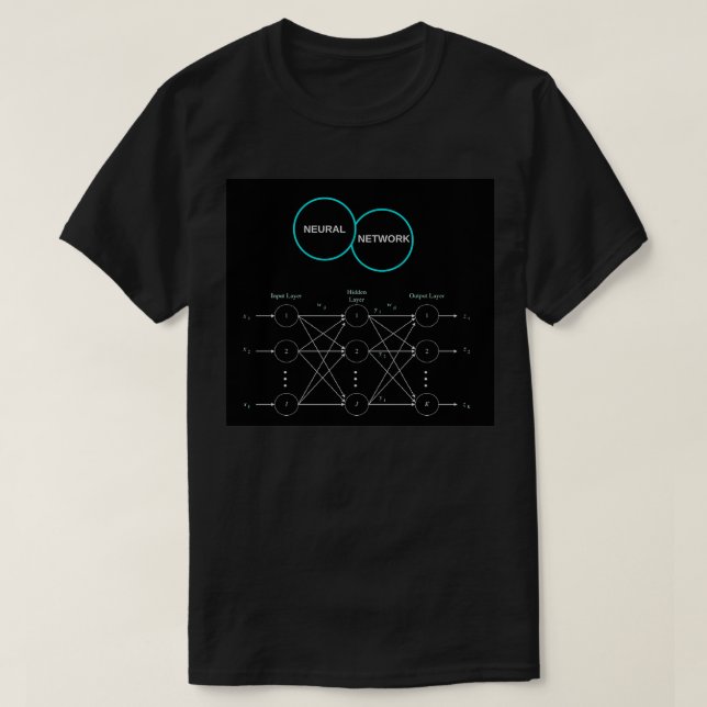 Camiseta TSirt Clássico Preto de Rede Neuronal (Frente do Design)