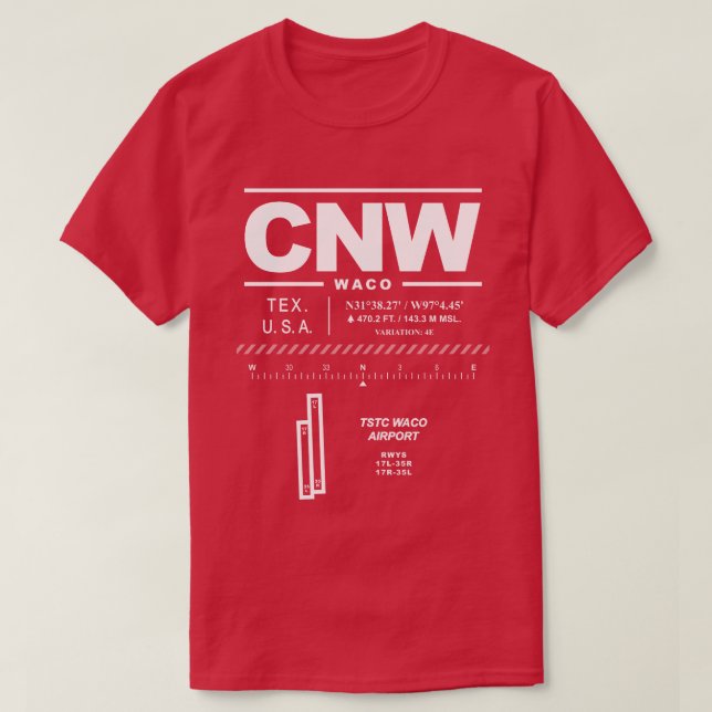 Camiseta TSTC Waco Aeroporto CNW T-Shirt (Frente do Design)