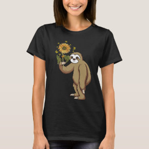 Camiseta Tu Cute Sloth Segurando Sunflower Animal Costume