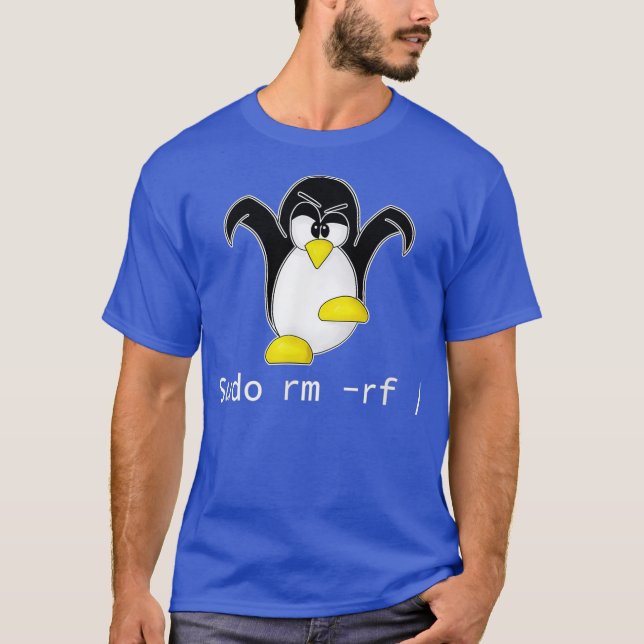 Camiseta Tu Linu Penguin Sudo Rm Rf  Programmer Developer (Frente)