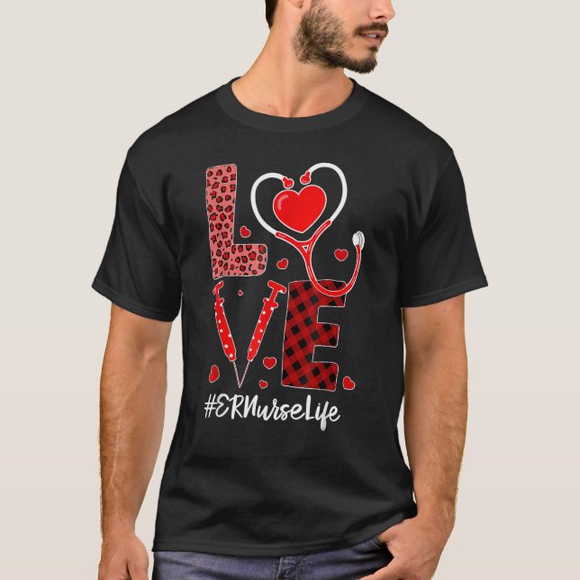 Camiseta Tu Love Stethoscope Heart Er Nurse Dia de os namor (Frente)