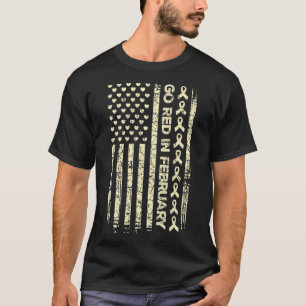 Camiseta Tu Red Ribbon Heart Disease Awarness Dott America