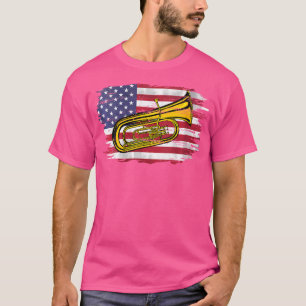 Camiseta Tuba Com Bandeira Americana Para Orquestra