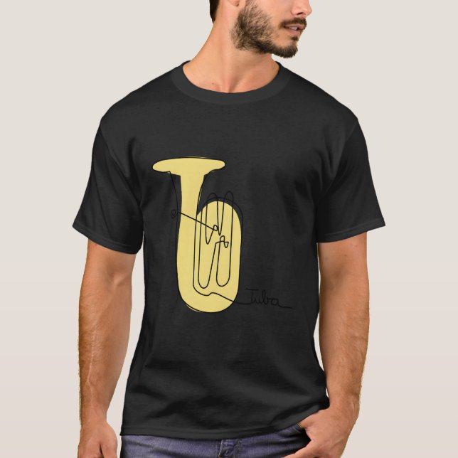 Camiseta Tuba com uma só linha de música com latão (Frente)