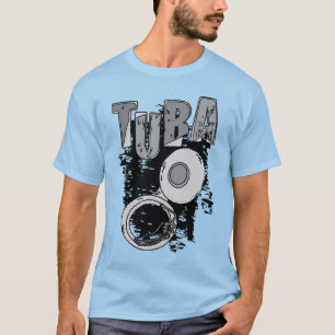 Camiseta Tuba e texto com rascunho