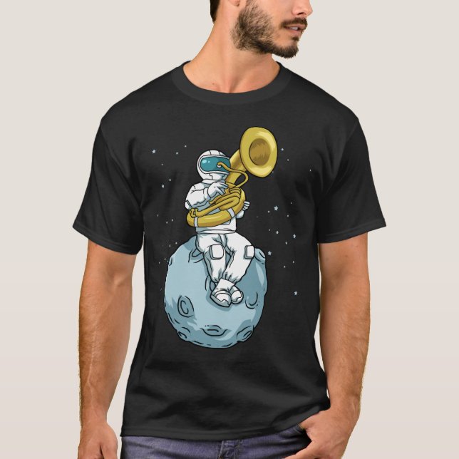 Camiseta Tuba Gift Astronaut Marching Banda Music Sousaphon (Frente)